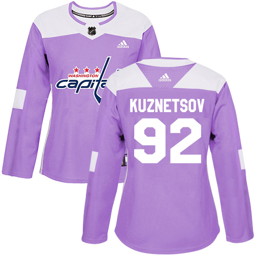 Adidas Washington Capitals #92 Evgeny Kuznetsov Purple Authentic Fights Cancer Women's Stitched Jersey Womens