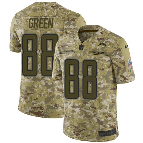 Los Angeles Chargers #88 Virgil Green Camo Men's Stitched Limited 2018 Salute To Service Jersey Men's