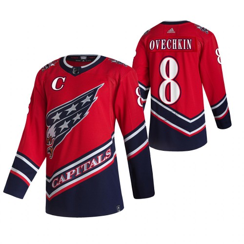 Washington Washington Capitals #8 Alexander Ovechkin Red Men's Adidas 2020-21 Reverse Retro Alternate Jersey Men's