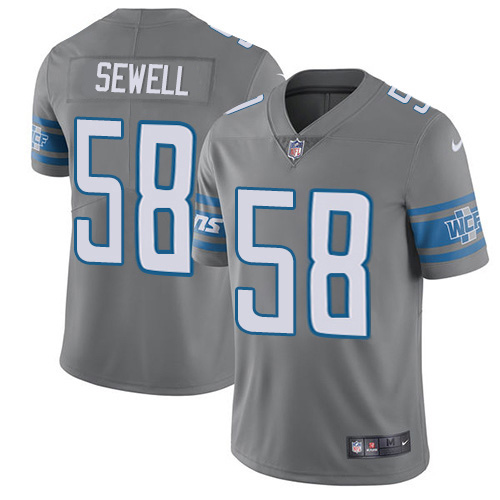 Detroit Detroit Lions #58 Penei Sewell Gray Men's Stitched Limited Rush Jersey Men's