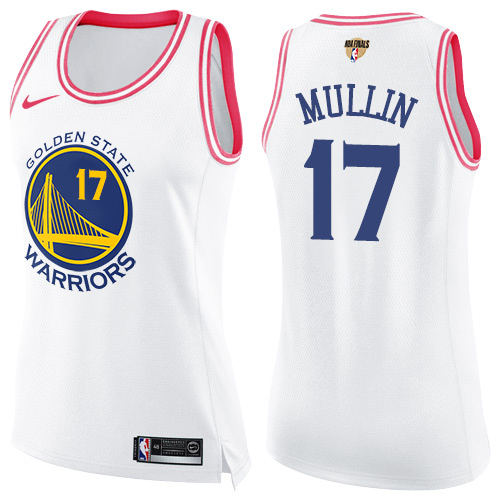 Golden State Warriors #17 Chris Mullin White/Pink The Finals Patch Womens Swingman Fashion Jersey Womens