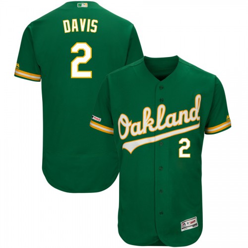 Men's Oakland Oakland Athletics #2 Khris Davis Majestic Kelly Green Alternate Flex Base Authentic Collection Player Jersey Men's