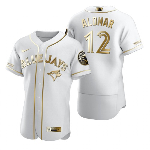 Toronto Toronto Blue Jays #12 Roberto Alomar White Men's Authentic Golden Edition Jersey Men's