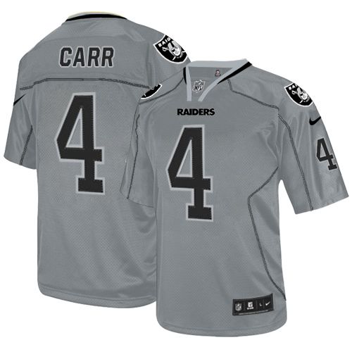 Raiders #4 Derek Carr Lights Out Grey Men's Stitched Elite Jersey