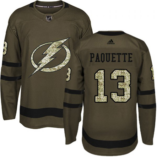 Adidas Tampa Bay Lightning #13 Cedric Paquette Green Salute to Service Stitched Jersey Men's
