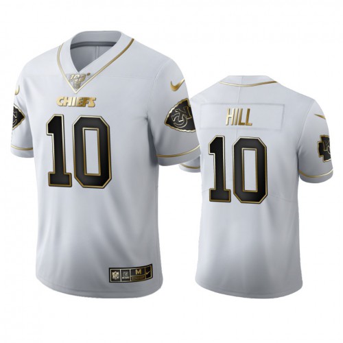 Kansas City Kansas City Chiefs #10 Tyreek Hill Men's White Golden Edition Vapor Limited 100 Jersey Men's