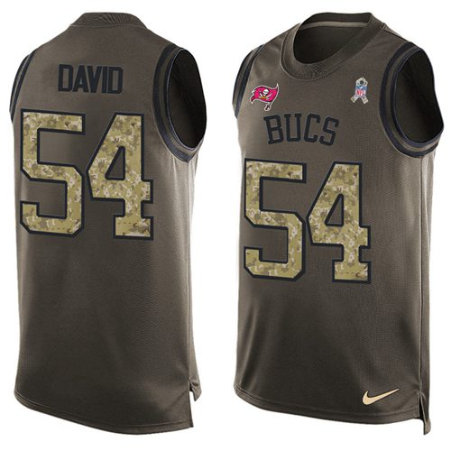 Buccaneers #54 Lavonte David Green Men's Stitched Limited Salute To Service Tank Top Jersey