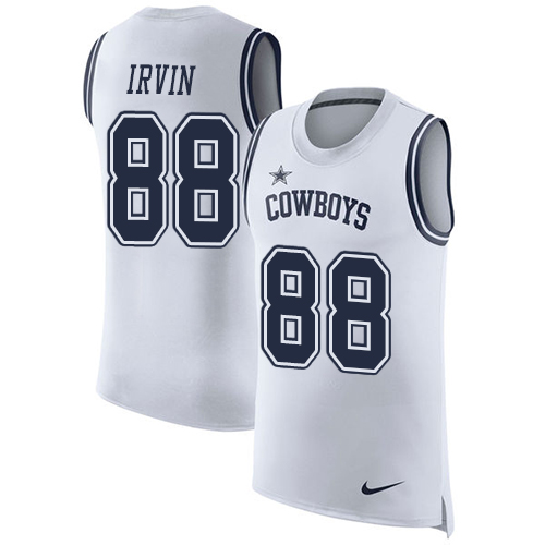 Cowboys #88 Michael Irvin White Men's Stitched Limited Rush Tank Top Jersey