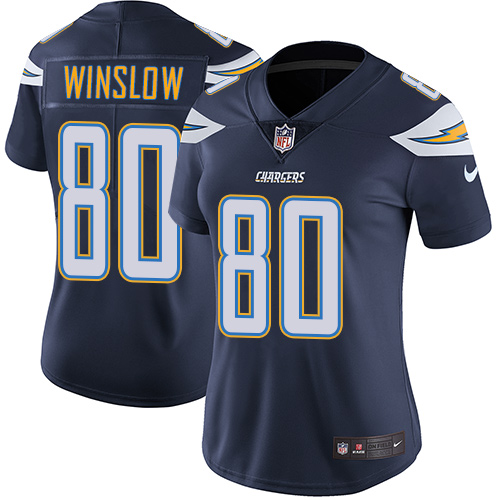 Los Angeles Chargers #80 Kellen Winslow Navy Blue Team Color Women's Stitched Vapor Untouchable Limited Jersey Womens