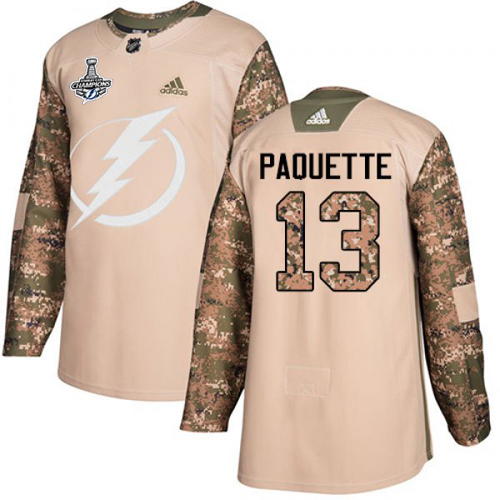 Adidas Tampa Bay Lightning #13 Cedric Paquette Camo Authentic 2017 Veterans Day 2020 Stanley Cup Champions Stitched Jersey Men's