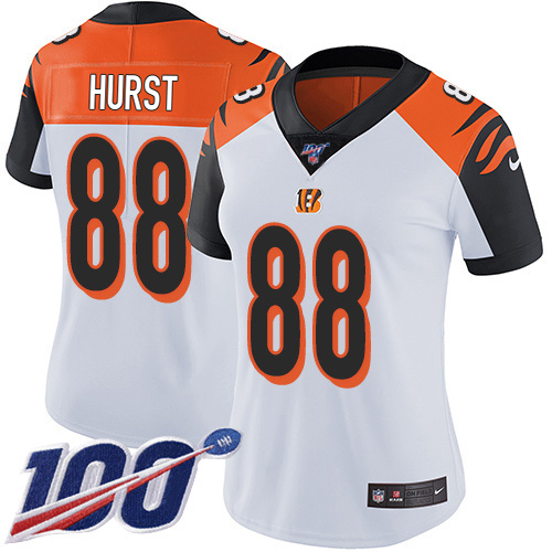 Bengals #88 Hayden Hurst White Women's Stitched 100th Season Vapor Untouchable Limited Jersey