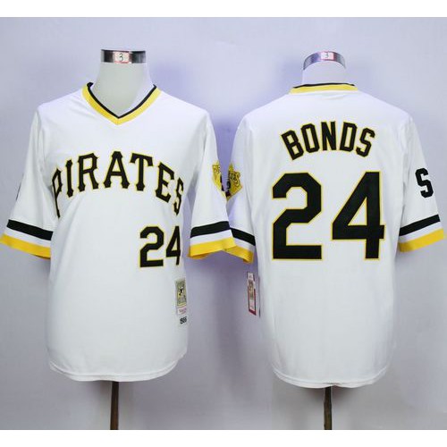 Mitchell And Ness Pittsburgh Pirates #24 Barry Bonds White Throwback Stitched Jersey Men's