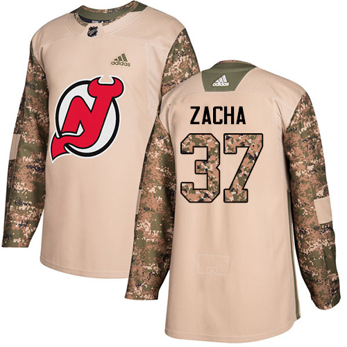 Adidas New Jersey Devils #37 Pavel Zacha Camo Authentic 2017 Veterans Day Stitched Jersey Men's