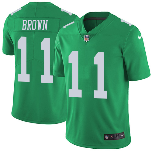 Eagles #11 A.J. Brown Green Men's Stitched Limited Rush Jersey