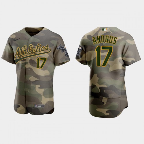 Oakland Oakland Athletics #17 Elvis Andrus Men's 2021 Armed Forces Day Authentic Jersey -Camo Men's