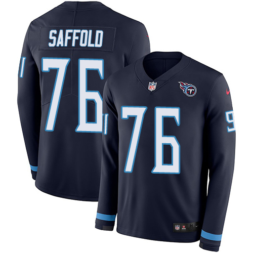 Tennessee Titans #76 Rodger Saffold Navy Blue Team Color Men's Stitched Limited Therma Long Sleeve Jersey Men's