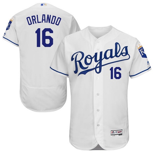 Kansas City Royals #16 Paulo Orlando White Flexbase Authentic Collection Stitched Jersey Men's