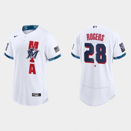 Miami Miami Marlins #28 Trevor Rogers 2021 All Star Game Authentic White Jersey Men's