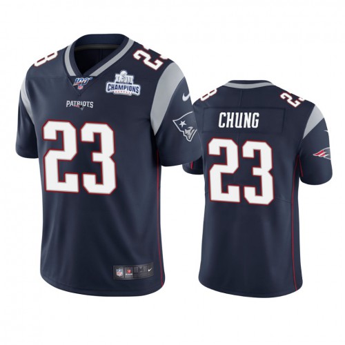 New England New England Patriots #23 Patrick Chung Navy Super Bowl LIII Champions Vapor Limited Jersey Men's