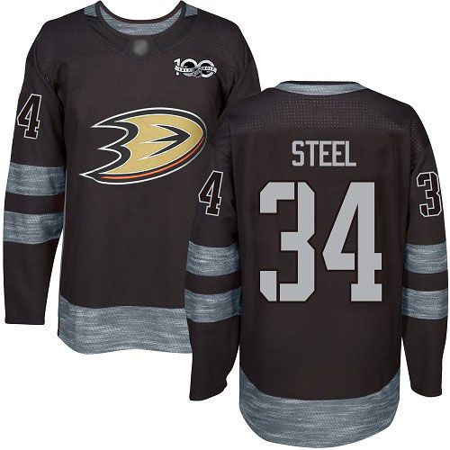 Adidas Anaheim Ducks #34 Sam Steel Black 1917-2017 100th Anniversary Stitched Jersey Men's