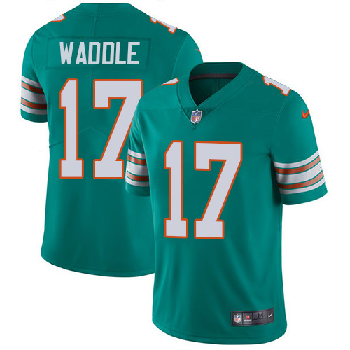 Dolphins #17 Jaylen Waddle Aqua Green Alternate Men's Stitched Vapor Untouchable Limited Jersey