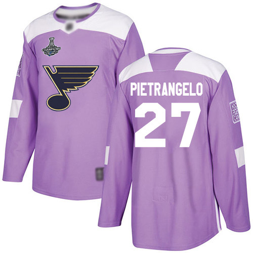 Adidas St. Louis Blues #27 Alex Pietrangelo Purple Authentic Fights Cancer Stanley Cup Champions Stitched Youth Jersey Youth