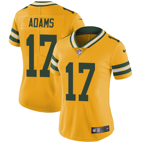 Packers #17 Davante Adams Yellow Women's Stitched Limited Rush Jersey