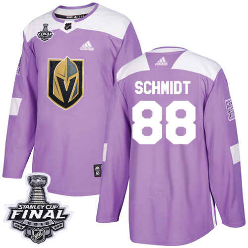 Adidas Golden Vegas Golden Knights #88 Nate Schmidt Purple Authentic Fights Cancer 2018 Stanley Cup Final Stitched Jersey Men's