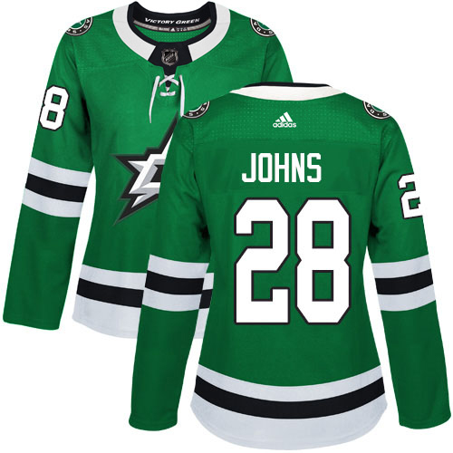 Adidas Dallas Stars #28 Stephen Johns Green Home Authentic Women's Stitched Jersey Womens