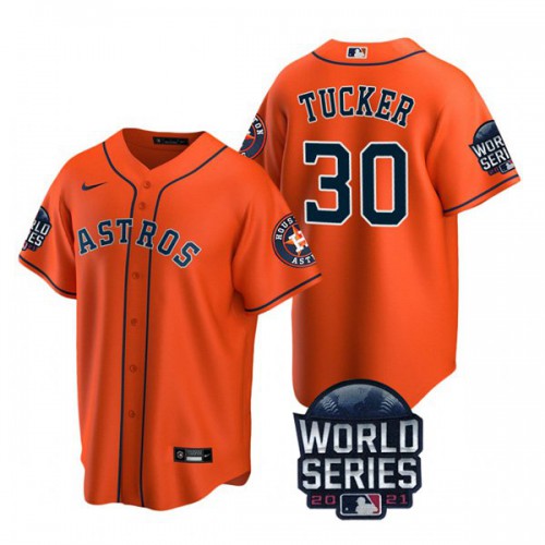 Houston Houston Astros #30 Kyle Tucker Men's 150th Anniversary 2021 World Series Game Jersey - Orange Men's