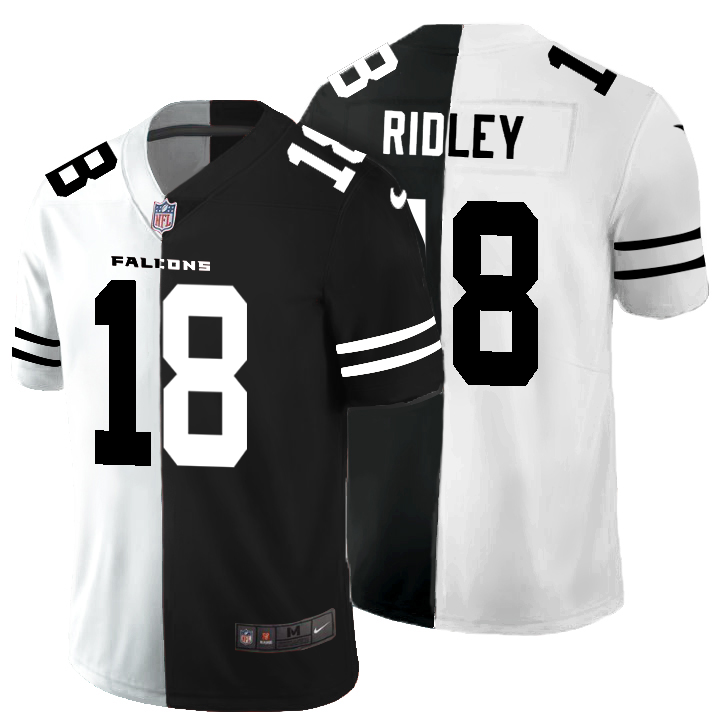Atlanta Falcons #18 Calvin Ridley Men's Black V White Peace Split Vapor Untouchable Limited Jersey