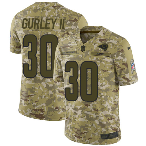 Los Angeles Rams #30 Todd Gurley II Camo Youth Stitched Limited 2018 Salute to Service Jersey Youth