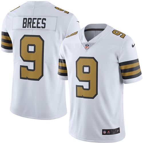 Saints #9 Drew Brees White Youth Stitched Limited Rush Jersey
