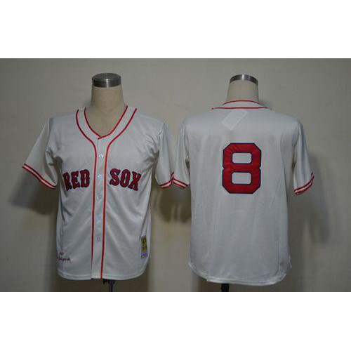 Mitchell And Ness 1967 Boston Red Sox #8 Carl Yastrzemski Cream Stitched Throwback Jersey Men's
