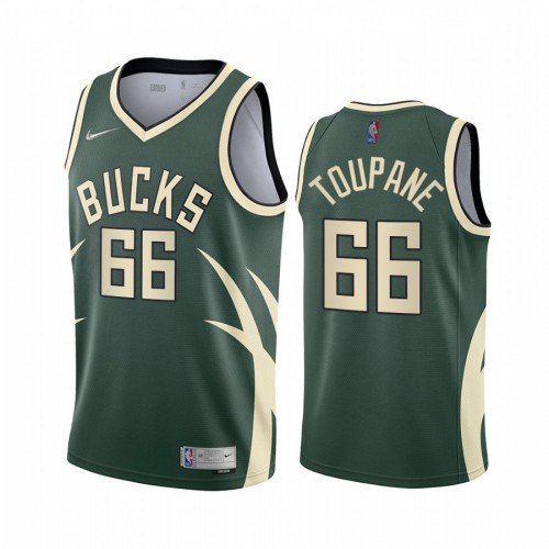 Milwaukee Milwaukee Bucks #66 Axel Toupane Green Swingman 2020-21 Earned Edition Jersey Mens