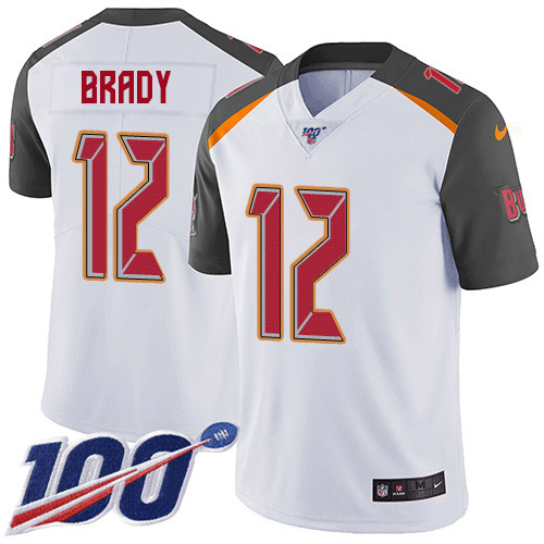 Buccaneers #12 Tom Brady White Youth Stitched 100th Season Vapor Untouchable Limited Jersey