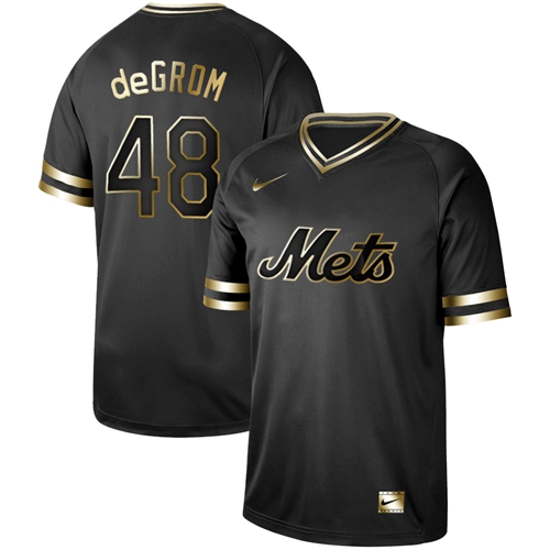 New York Mets #48 Jacob DeGrom Black Gold Authentic Stitched Jersey Men's
