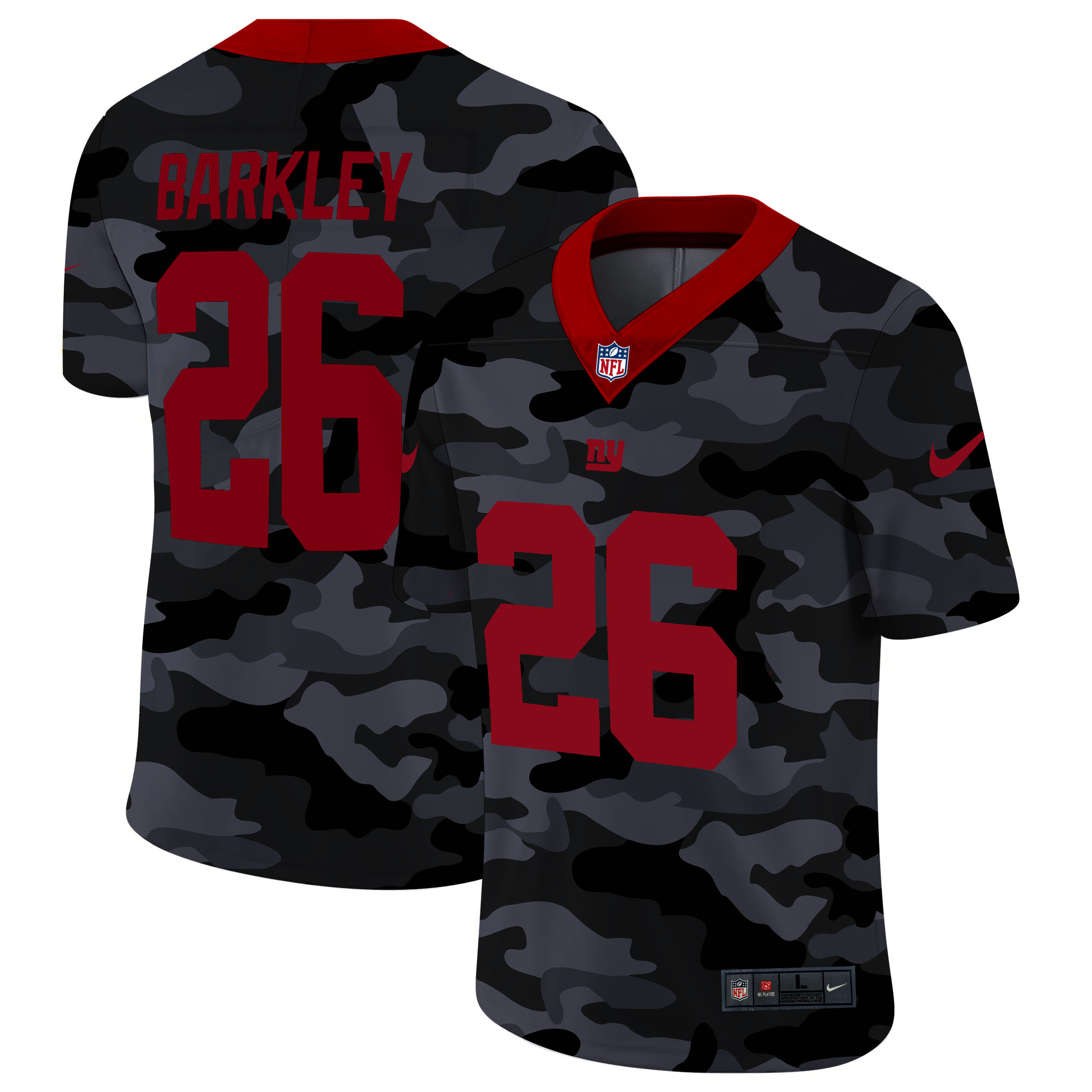 New York Giants #26 Saquon Barkley Men's 2020 Black CAMO Red Vapor Untouchable Limited Stitched Jersey