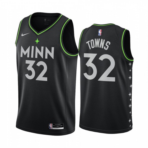 Minnesota Timberwolves #32 Karl-Anthony Towns Black Swingman 2020-21 City Edition Jersey Mens