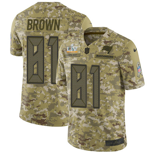 Tampa Bay Buccaneers #81 Antonio Brown Camo Youth Super Bowl LV Bound Stitched Limited 2018 Salute To Service Jersey Youth