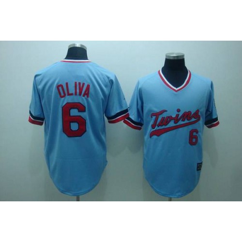 Mitchelland Ness Minnesota Twins #6 Tony Oliva Stitched Light Blue Throwback Jersey Men's