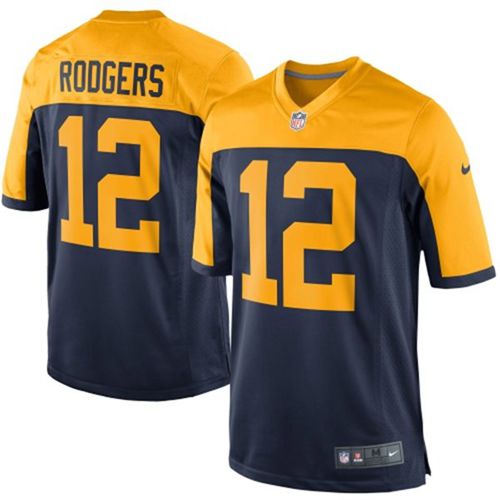 Packers #12 Aaron Rodgers Navy Blue Alternate Youth Stitched New Elite Jersey