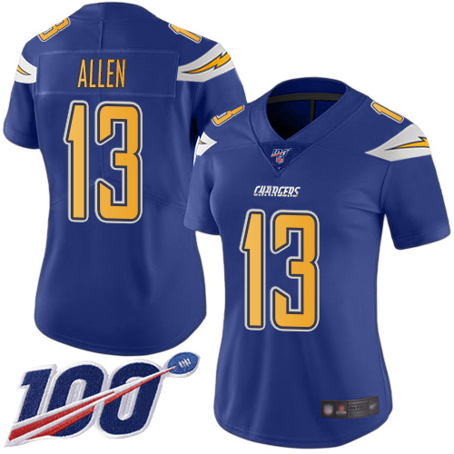 Chargers #13 Keenan Allen Electric Blue Women's Stitched Limited Rush 100th Season Jersey