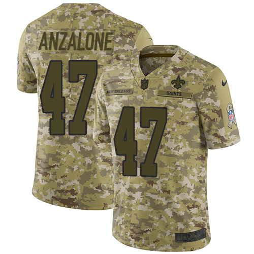 New Orleans Saints #47 Alex Anzalone Camo Men's Stitched Limited 2018 Salute To Service Jersey Men's