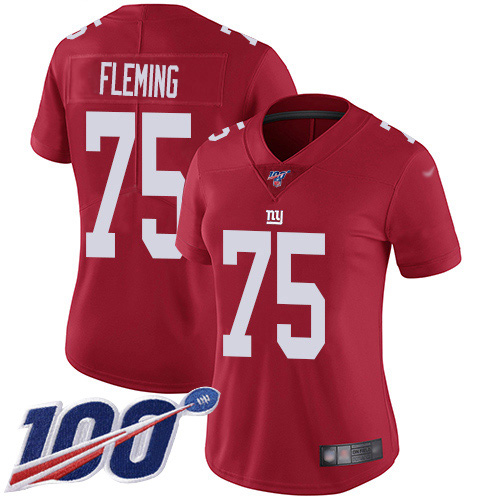 New York Giants #75 Cameron Fleming Red Women's Stitched Limited Inverted Legend 100th Season Jersey Womens