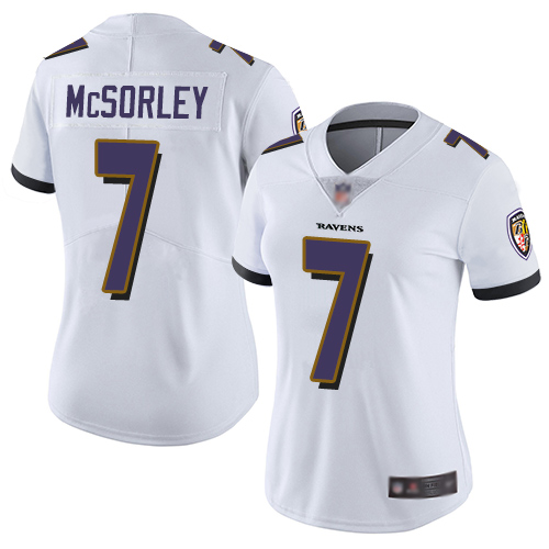 Baltimore Ravens #7 Trace McSorley White Women's Stitched Vapor Untouchable Limited Jersey Womens
