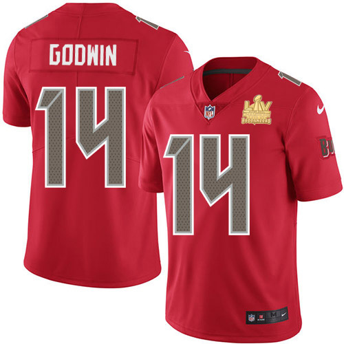 Buccaneers #14 Chris Godwin Red Youth Super Bowl LV Champions Stitched Limited Rush Jersey