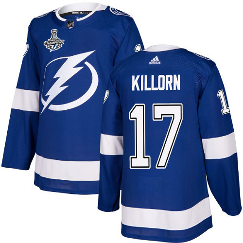 Adidas Tampa Bay Lightning #17 Alex Killorn Blue Home Authentic Youth 2020 Stanley Cup Champions Stitched Jersey Youth