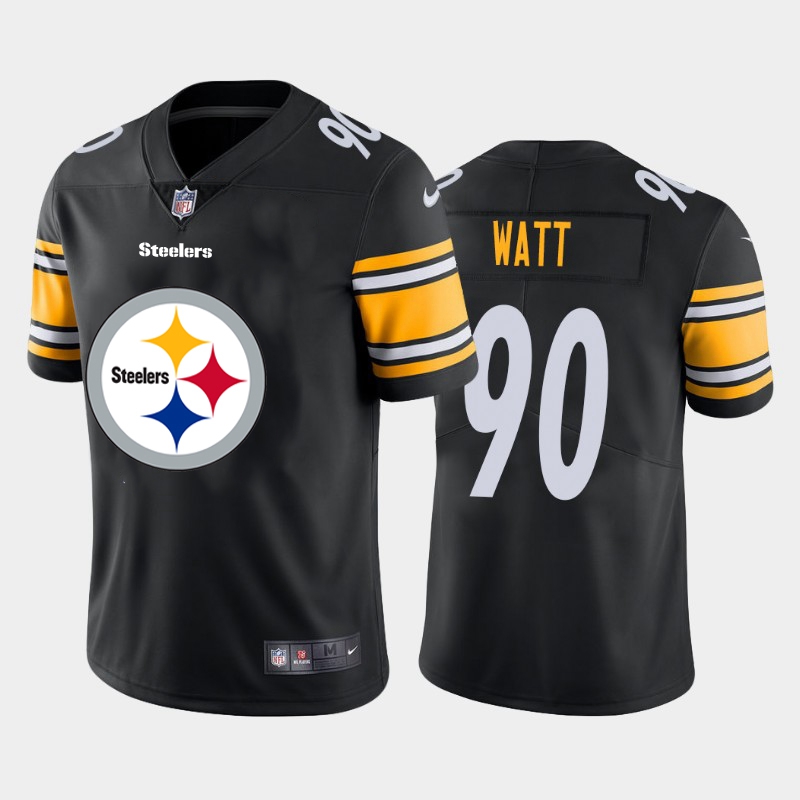 Pittsburgh Steelers #90 T.J. Watt Black Men's Big Team Logo Vapor Limited Jersey