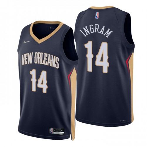 New Orleans Pelicans #14 Brandon Ingram Navy Mens 2021-22 75th Anniversary Diamond Swingman Jersey - Icon Edition Mens